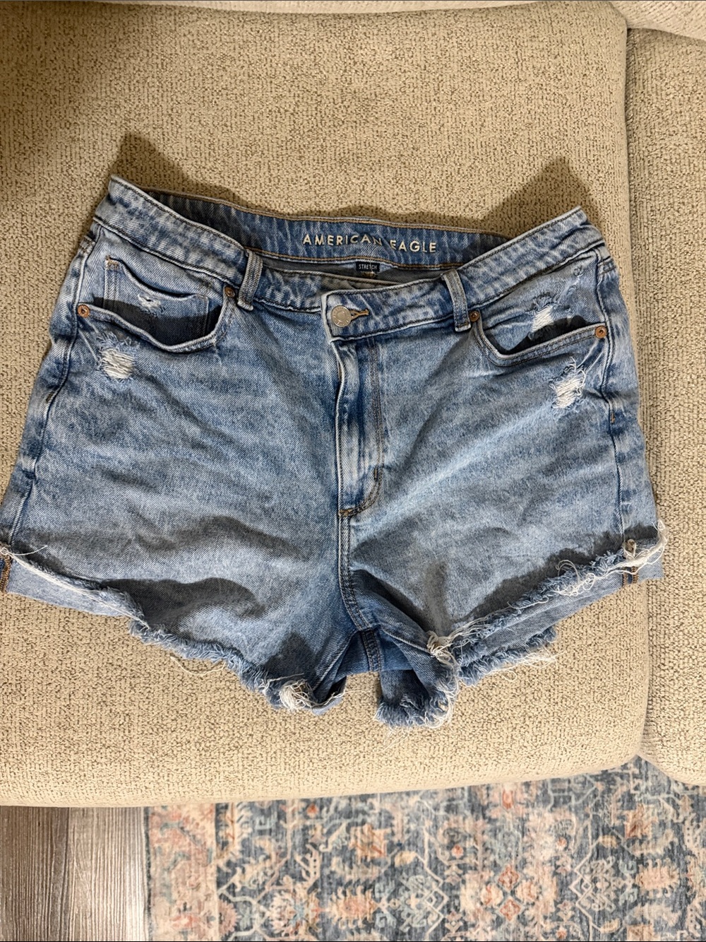 American Eagle Outfitters Light Blue Distressed Denim Cutoff Shorts